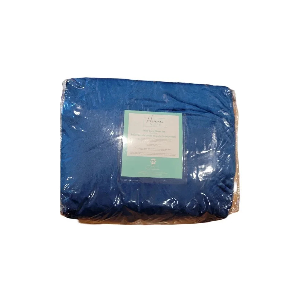 Home Suite mink 6 piece sheet set ,blue , queen